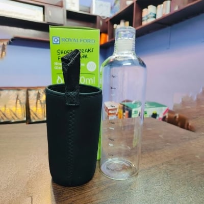 Picture of 1000ML glass Water Bottle with Time Marker Creative Large Capacity Leakproof lock system Drink Bottle(1000ml new shape)