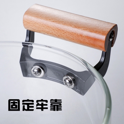Picture of High Temperature Resistant Transparent Lid With Wooden Handle Stock Pot With Large Capacity Open Flame Heating Glass Double Ear(4.5 litter)