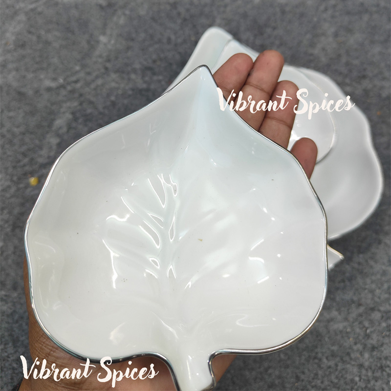 Picture of leaf design 7 Pcs Sweet Bowl Set Including Serving Dish , Oven Proof porcelain Ceramic Porcelain Snack Bowl Set,Ceramic Firni Set & bati, Soup & Firni Bati(new 7pcs pan pata design)
