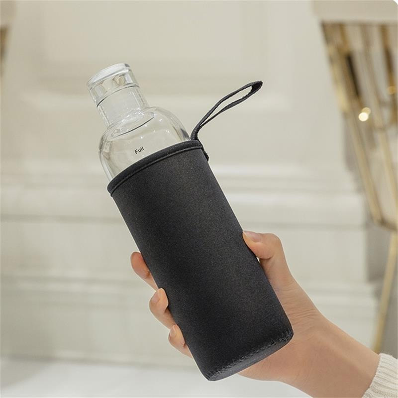 Picture of glass Water Bottle with Time Marker Creative Large Capacity Leakproof Drink Bottle FOR ALL(750ml glass bottle)
