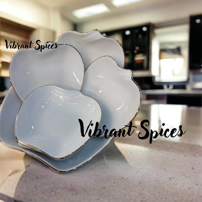 Picture of Apple design  7 Pcs Sweet Bowl Set Including Serving Dish , Oven Proof porcelain Ceramic Porcelain Snack Bowl Set,Ceramic Firni Set & bati, Soup & Firni Bati(7pcs set akij ceramic)