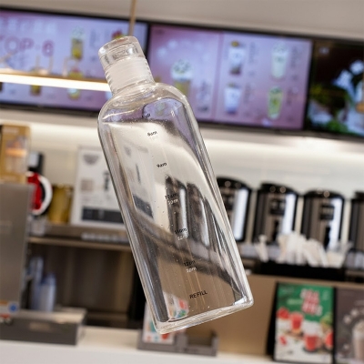 Picture of 500ml glass Water Bottle with Time Marker Creative Large Capacity Leakproof Drink Bottle(750ml black cover)
