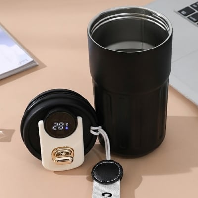 Picture of New  thermos cup high-looking stainless steel coffee cup, accompanying double drinking cup, portable student cup(full black body)