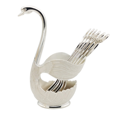 Picture of Spoon Set With Swan Stand Pattern With 6 Spoons(silver)
