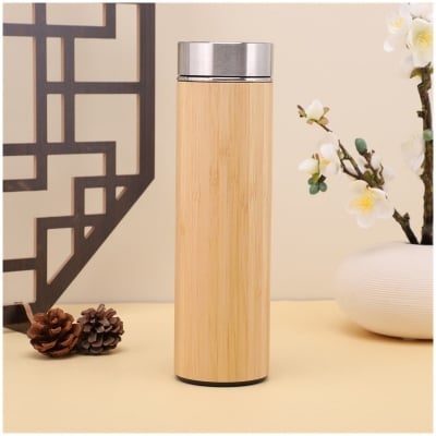 Picture of Double Layer 500ml Vacuum Flasks Thermoses Cup Business Coffee Mug Thermoscup Stainless Steel vacuum flasks for Car Water Bottle(steel bamboo bottle)