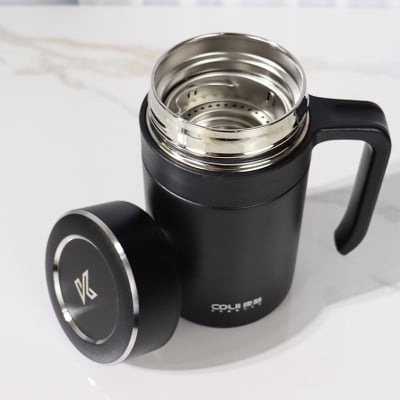 Picture of 304 coated hot and cold stainless steel drinking cup, anti-fall, anti-scalding, large-capacity mug, office cup, 500ml(316 coated blue)