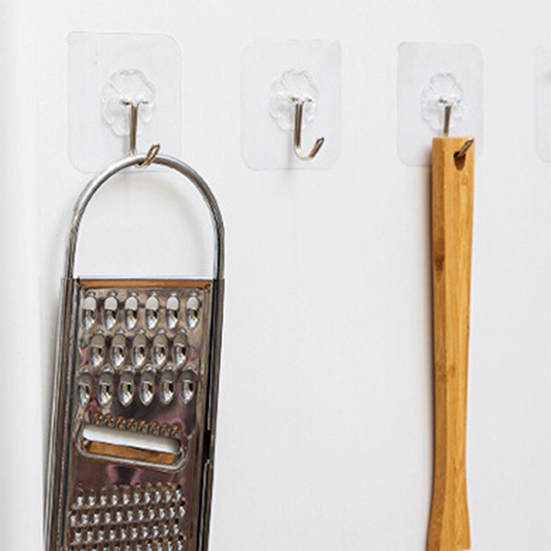 Picture of 05/10/20 Pcs Hooks Transparent Strong Self Adhesive Door Wall Hangers Hooks Suction Heavy Load Rack Cup Sucker for Kitchen Bathroom and all tiles wall(20 pcs adhisive hook)