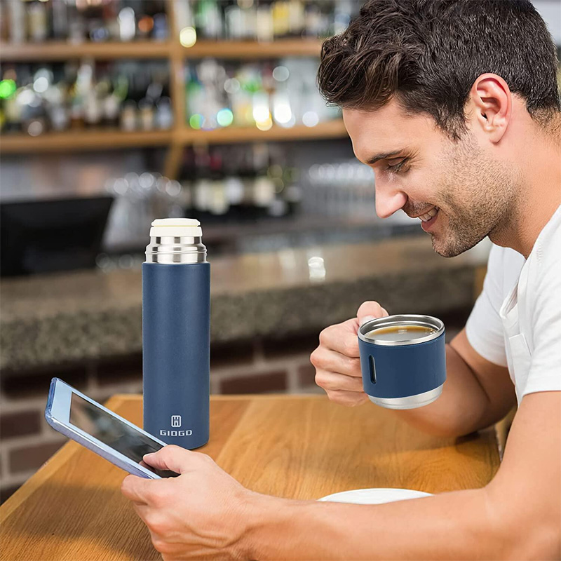 Picture of 500ml Water bottles 304 stainless steel vacuum flask set business gift tea cups can be wholesale gift cups drink bottle With Lid - Water Bottle(Deep Blue)