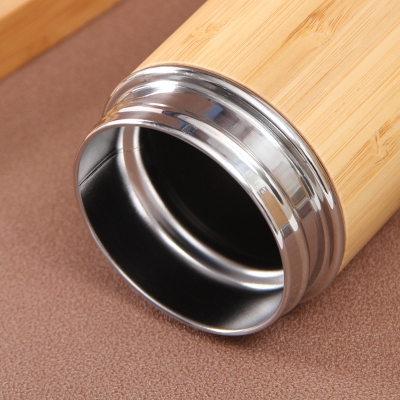 Picture of Keelorn Double Layer 500ml Vacuum Flasks Thermoses Cup Business Coffee Mug Thermoscup Stainless Steel vacuum flasks for Car Water Bottle(steel bamboo bottle)