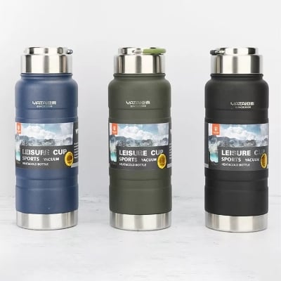 Picture of Keelorn Double Layer 500ml Vacuum Flasks Thermoses Cup Business Coffee Mug Thermoscup Stainless Steel vacuum flasks for Car Water Bottle(army design 500ml black)