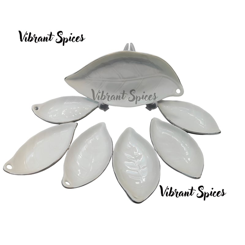 Picture of new leaf design 7 Pcs Sweet Bowl Set Including Serving Dish , Oven Proof porcelain Ceramic Porcelain Snack Bowl Set,Ceramic Firni Set & bati, Soup & Firni Bati(7pcs set pata design)