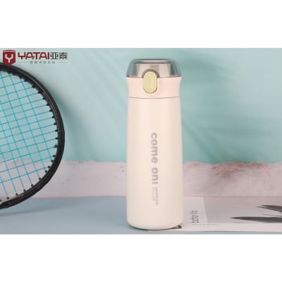 Picture of 450ml push system stainless steel 5 layerwater bottle manufacture professional outdoor thermos bottle(Off White)