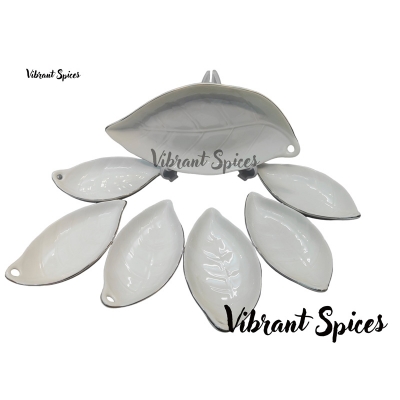 Picture of new leaf design 7 Pcs Sweet Bowl Set Including Serving Dish , Oven Proof porcelain Ceramic Porcelain Snack Bowl Set,Ceramic Firni Set & bati, Soup & Firni Bati(7pcs set pata design)