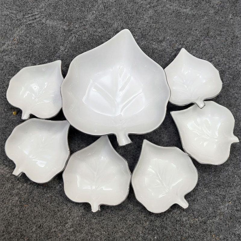 Picture of new leaf design 7 Pcs Sweet Bowl Set Including Serving Dish , Oven Proof porcelain Ceramic Porcelain Snack Bowl Set,Ceramic Firni Set & bati, Soup & Firni Bati(7 pcs pan pata design)