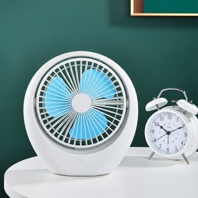 Picture of Desk lamp folding student dormitory office small electric fan with lamp USB charging and plugging dual-use wall-mounted desktop fan(new dekstop fan)