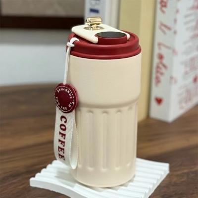 Picture of temperature display coffee/juice hot and cold 450ml stainless steel thermos with strap(multicolour 1pcs)