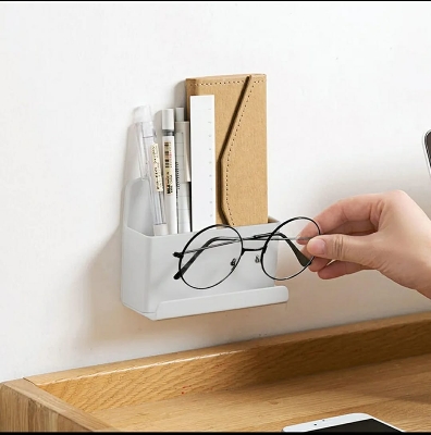 Picture of 2 In 1 Wall Mounted Organizer Storage Box Remote Control Air Conditioner Storage Case Mobile Phone Plug Holder Container Rack - Multicolor