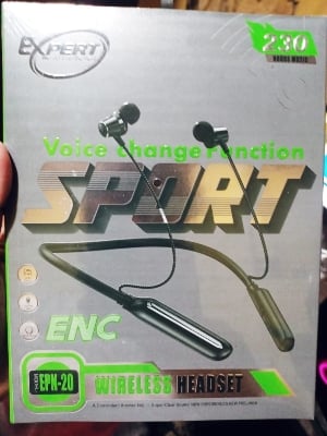 Picture of 230 Hours Voice Changing Mode Expert EPN-20 Wireless Neckband Bluetooth Earphone | 230 Hour Wireless Bluetooth Earphone - Black