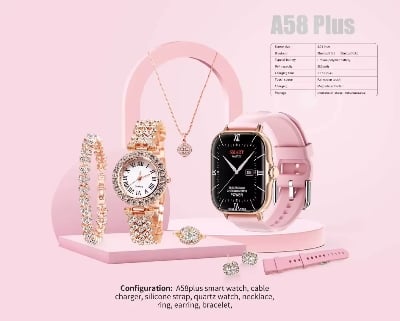 Picture of A58 Plus Smartwatch | 2.02" Big Screen | Magnetic Charging Bracelet | Heart Rate & Sports Tracker | Jewelry Style for Women - Multicolor