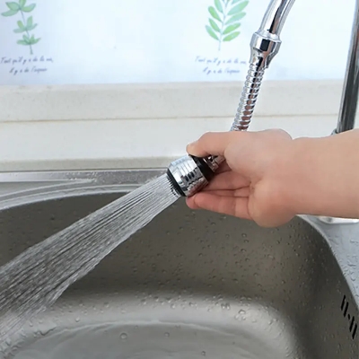 Picture of Modern 360° Rotatable Kitchen Faucet | ABS Material Tap Aerator with Bubbler Filter & Free-Bending Nozzle - Silver