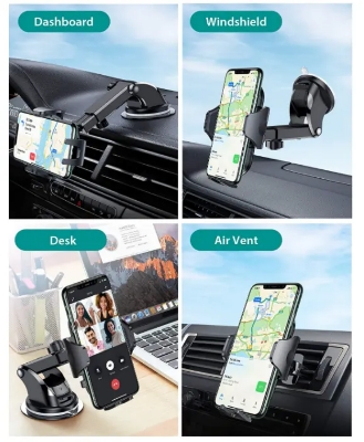 Picture of 2024 Universal 360° Rotating Metal Hook Car Phone Holder | Mobile Mount & Accessories for All Smartphones - Black