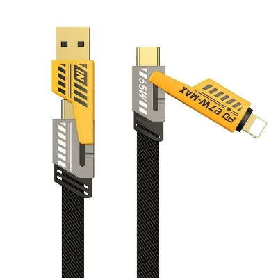 Picture of USB C Cable 4-in-1 (6ft) | 65W Fast Charging Type-C Cable with Fastener & Cable Management | Universal USB-C Charger Cable - Black