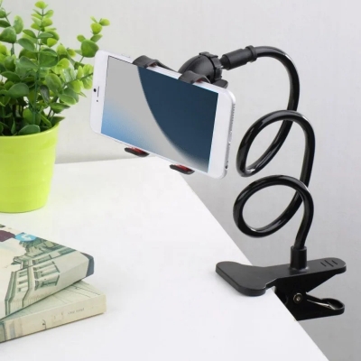 Picture of Universal Flexible Gooseneck Mobile Phone Holder | Lazy Arm Stand for Bed, Desk & Table | Adjustable Clip Bracket - Black
