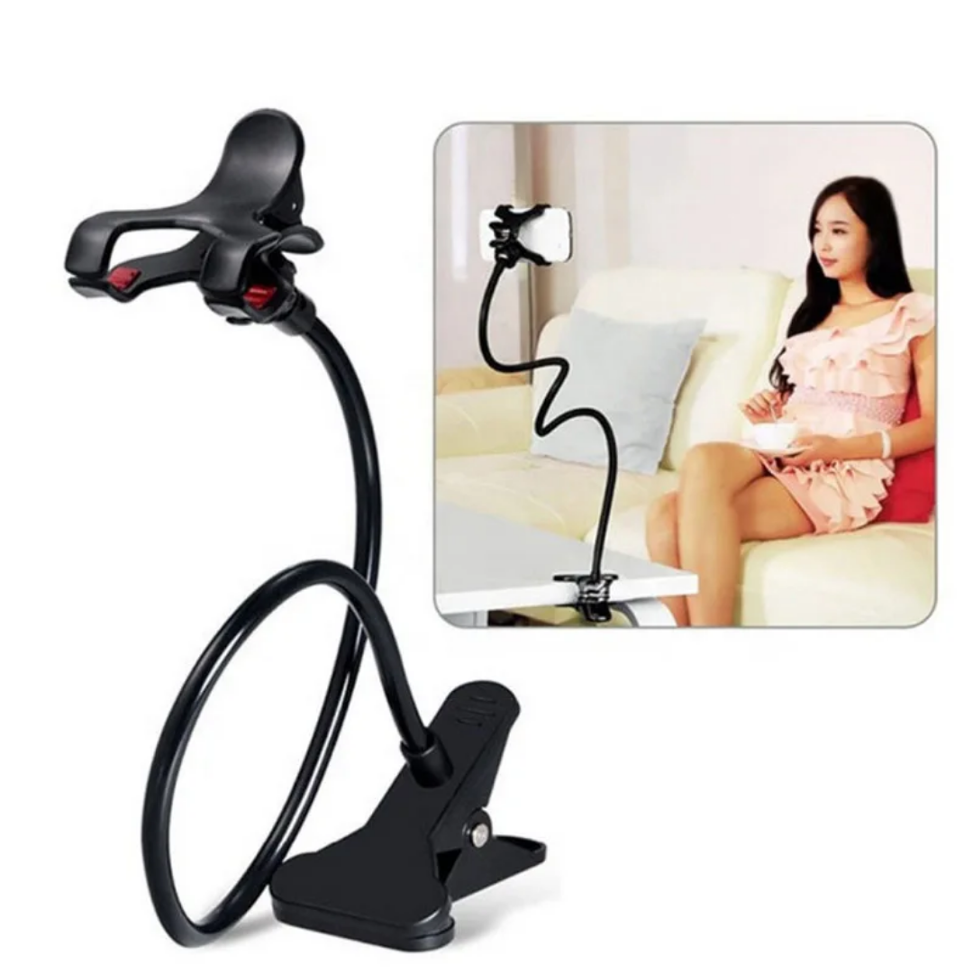 Picture of Universal Flexible Gooseneck Mobile Phone Holder | Lazy Arm Stand for Bed, Desk & Table | Adjustable Clip Bracket - Black