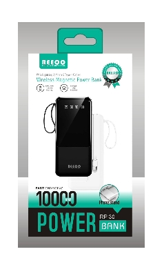 Picture of REEOO 10000mAh High-Quality Power Bank | LED Display | All-in-One Cable Set | Fast Charging Portable Battery - Multicolor