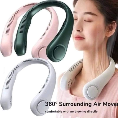 Picture of Mini Neck Portable Hanging Air Cooler | Rechargeable Personal Fan | Summer Sport Neck Fan for Outdoor & Home Use - Multicolor