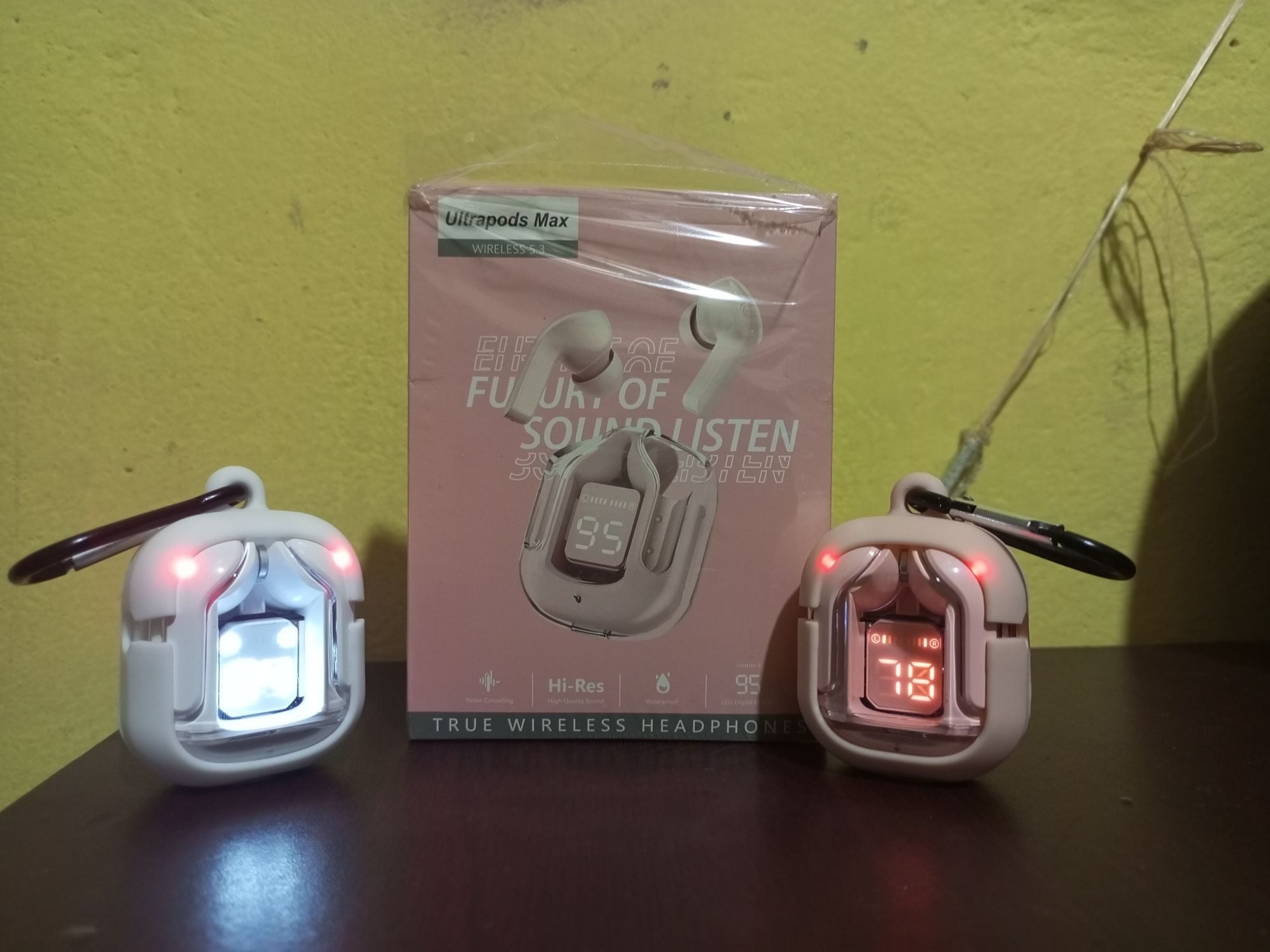 Picture of Ultrapods Pro True Wireless Earbuds With Display Transparent Design Bluetooth 5.3 Waterproof - Multicolor