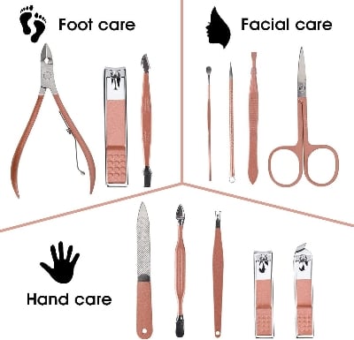 Picture of NYT 12-Pcs Manicure & Pedicure Nail Cutter Set | Professional Nail Care Kit | Clippers, Scissors & Grooming Tools - Black