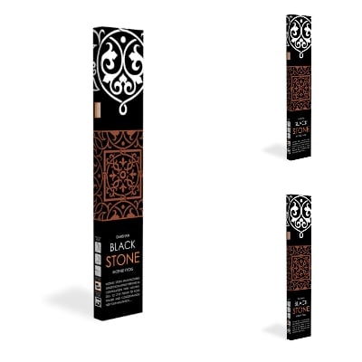 Picture of Black Stone Incense Sticks , 3 Packet of 39 Sticks Agarbatti, Darshan India