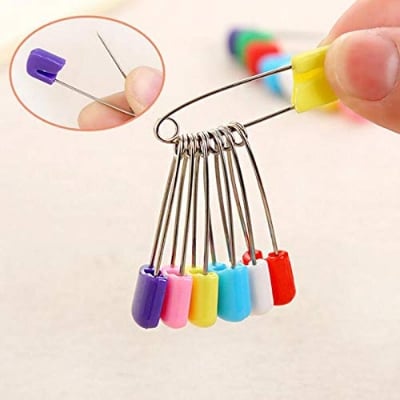 Picture of Multicolor 6 Pcs Colorful Stainless Steel SS Safety Pin Nappy Pin Saree pin Hijab Pin for Women