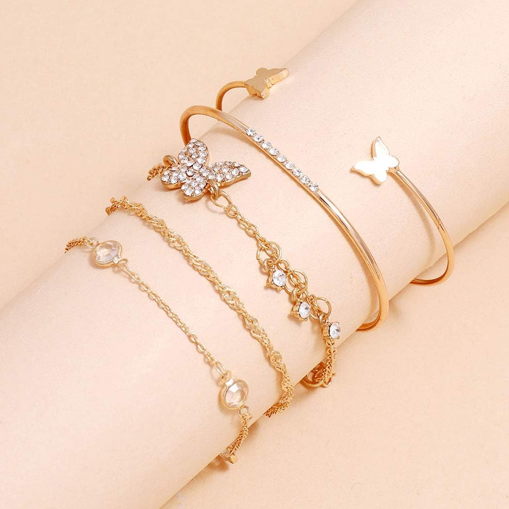 Picture of New And Good Quality Pearl Crystal Butterfly Bracelet Set For Women