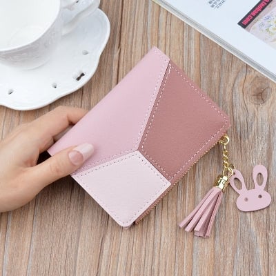 Picture of Fashionable Short Zipper Penny Purses Short Penny Purse Money Bag Trendy Pu Leather Wallets