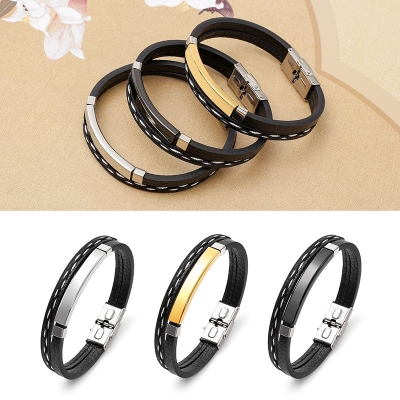 Picture of Leather Bracelet With Engraved Coordinates