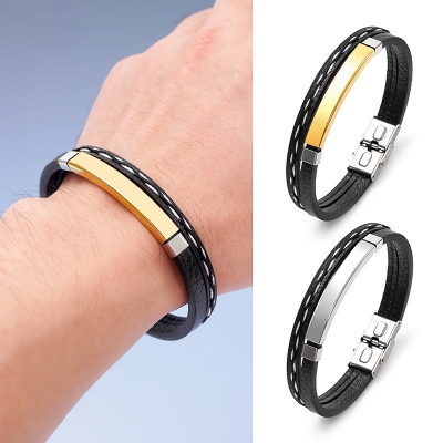 Picture of Leather Bracelet With Engraved Coordinates