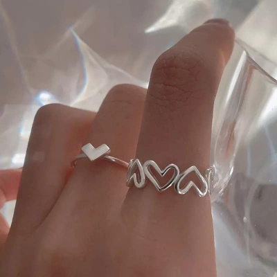 Picture of Highly Durable - Cute Silver Butterfly Couple Rings Fashion Finger Ring for Women - Sustainable Choice - Designed - Urban Vibes
