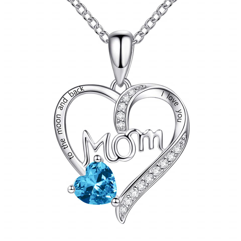 Picture of Stylish - Modern Vibe - Highly Sustainable - Fashion Letter Mom Heart Shaped Crystal Pendant Necklace - Durabilty Assured