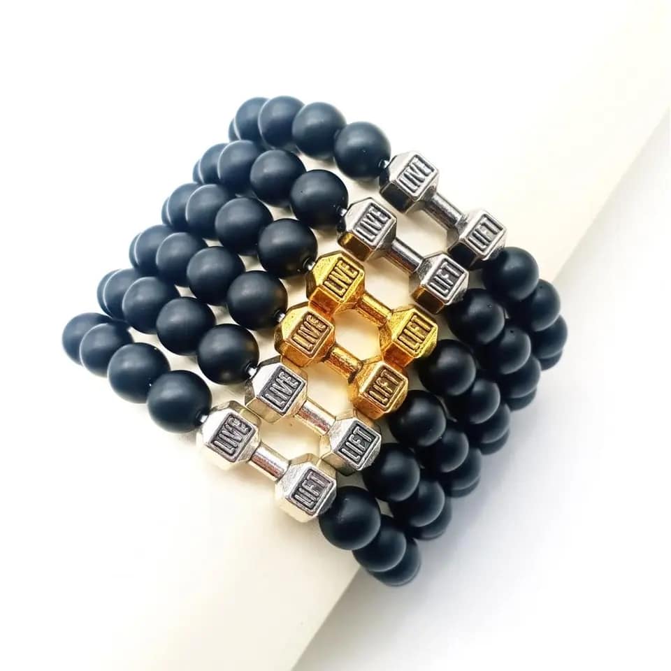Picture of Trendsetter - Fashion Innovator - Premium Quality - Male Fitness Golden Dumbbell Sports Bracelet for Men - Modern - Choice Expression