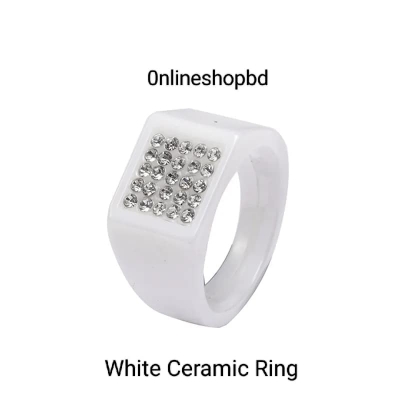 Picture of Premium Quality - Ceramic Square Ring for Men Women Gold Color Luxury Crystal Wedding Party Ring Birthday Gift - Trend and Need full