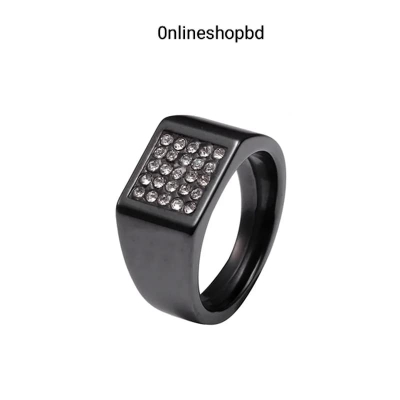 Picture of Premium Quality - Ceramic Square Ring for Men Women Gold Color Luxury Crystal Wedding Party Ring Birthday Gift - Trend and Need full