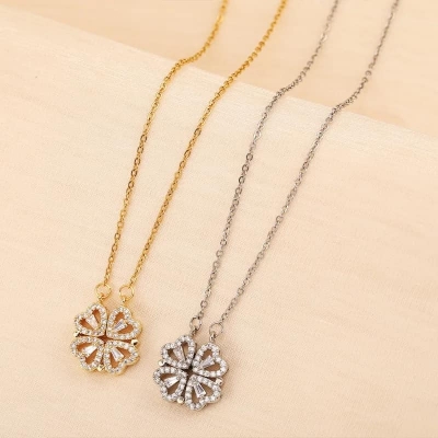 Picture of Stylish Fashionable Love Magnetic Chain Necklaces for Girls Simple Stylish Fashion - Folding Heart-Shaped Pendant Necklaces for Women