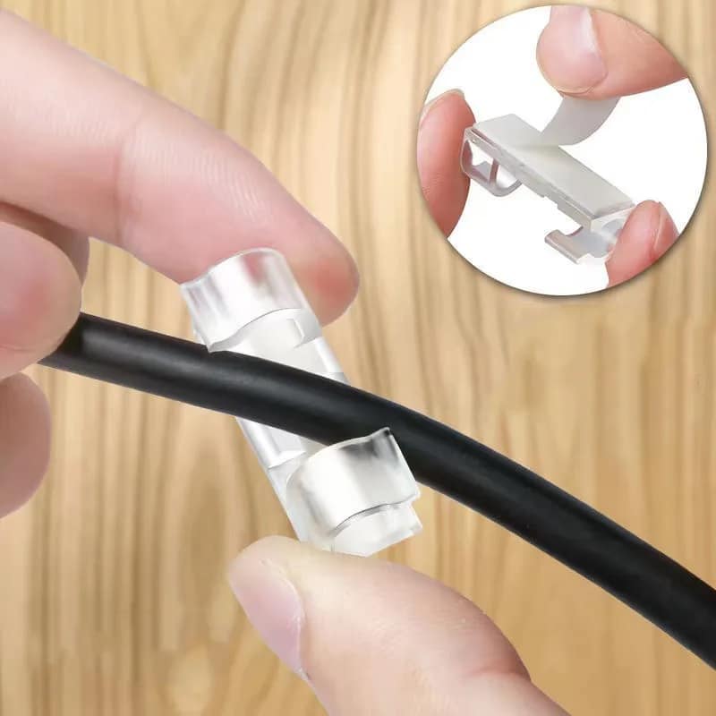 Picture of 20pcs Adhesive Data Cable Charging Wire Holder Clips Wall Desktop Cable Organizer Peeling and Mounting,