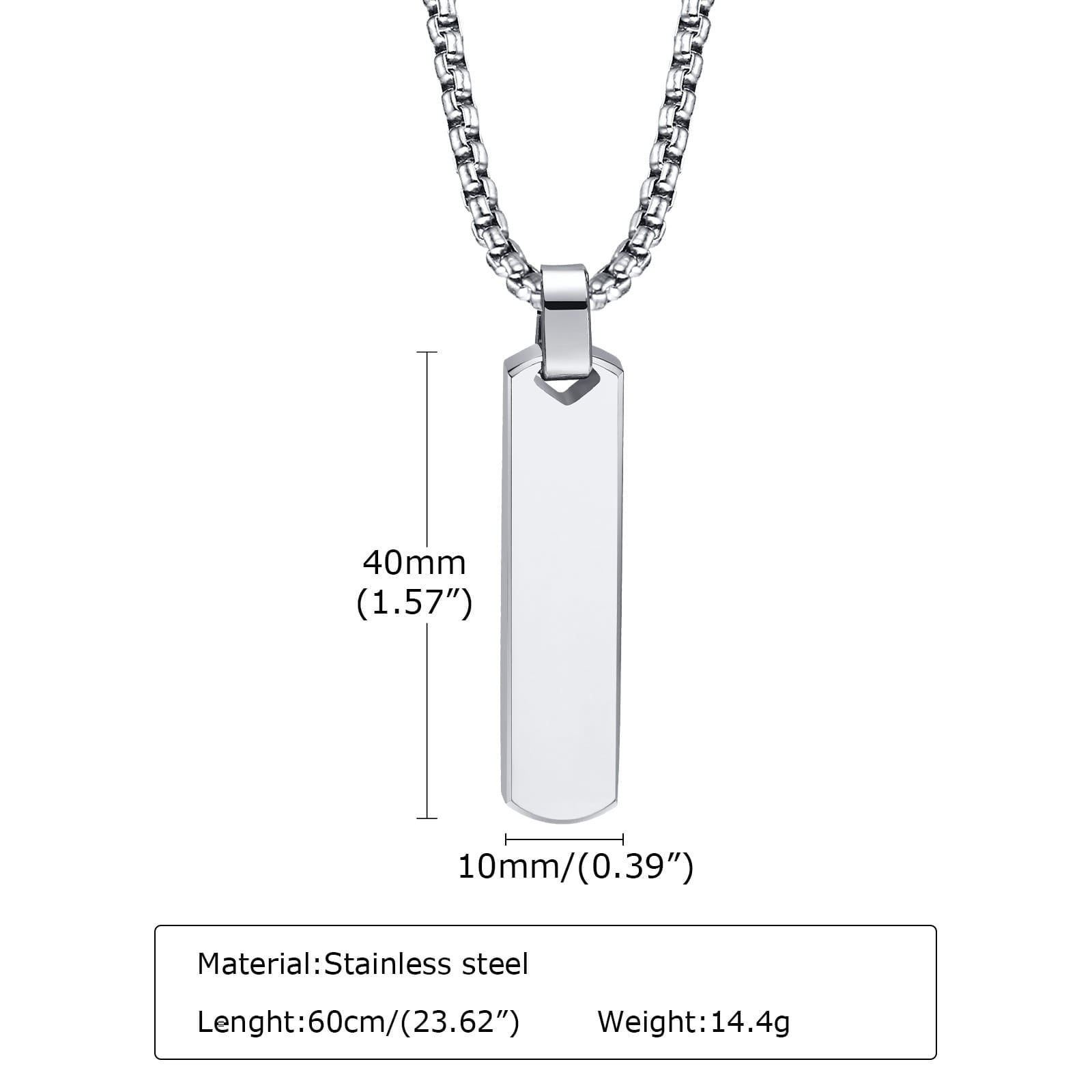 Picture of Fashionable Boys Pendant and Bar  Silver Necklace for Men, Stainless Steel
