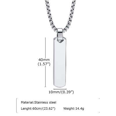 Picture of Fashionable Boys Pendant and Bar  Silver Necklace for Men, Stainless Steel