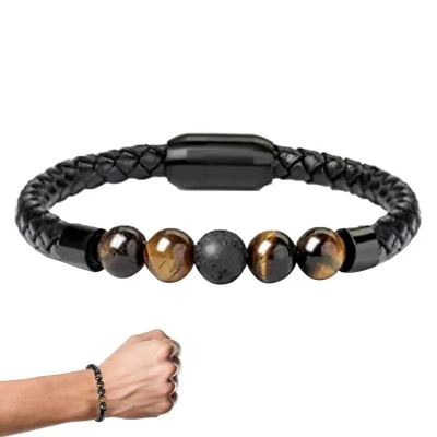 Picture of Tiger's Eye Magnetic Buckle Magnetic Beads  Bracelet for Men