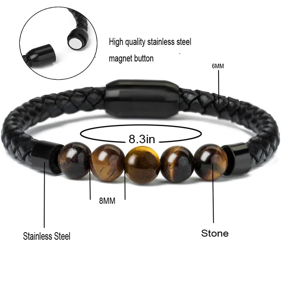 Picture of Tiger's Eye Magnetic Buckle Magnetic Beads  Bracelet for Men