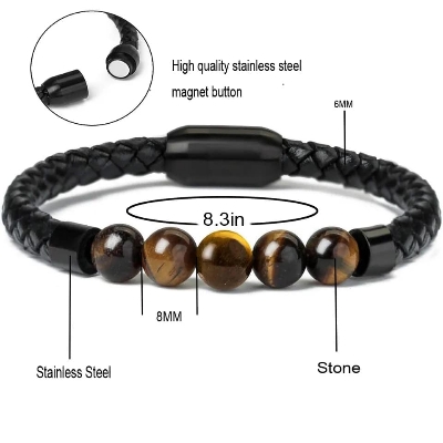 Picture of Tiger's Eye Magnetic Buckle Magnetic Beads  Bracelet for Men